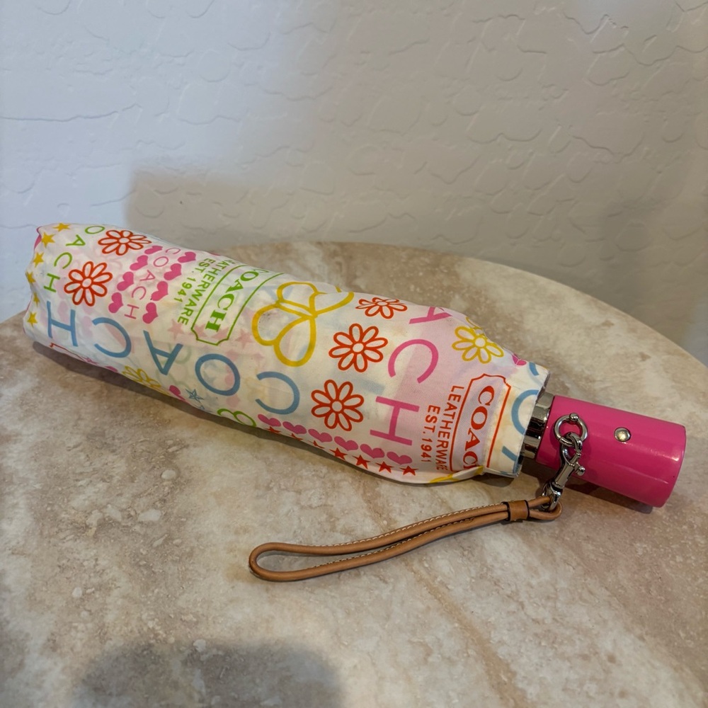 Coach y2k butterfly logo monogram nylon umbrella - Picture 2 of 10
